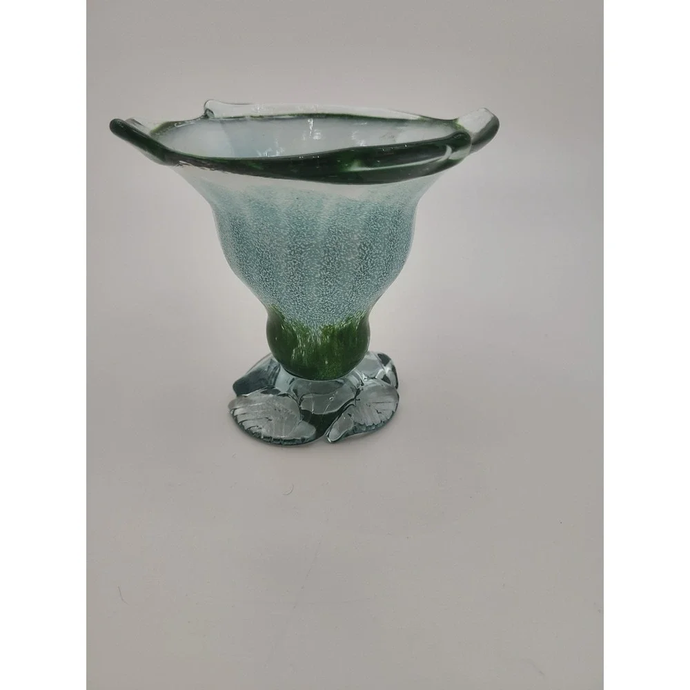 Vintage Blown Glass Tulip Vase Green